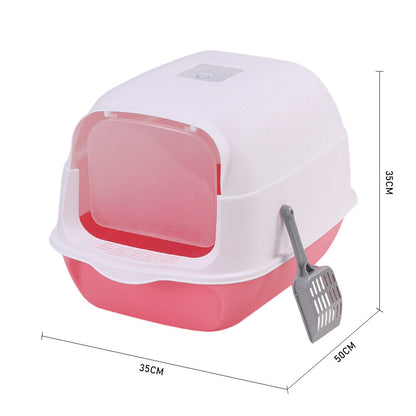 Large Hooded Cat Litter Tray Litter Box Self Cleaning Cat Pan Potty Tray w/ Lid