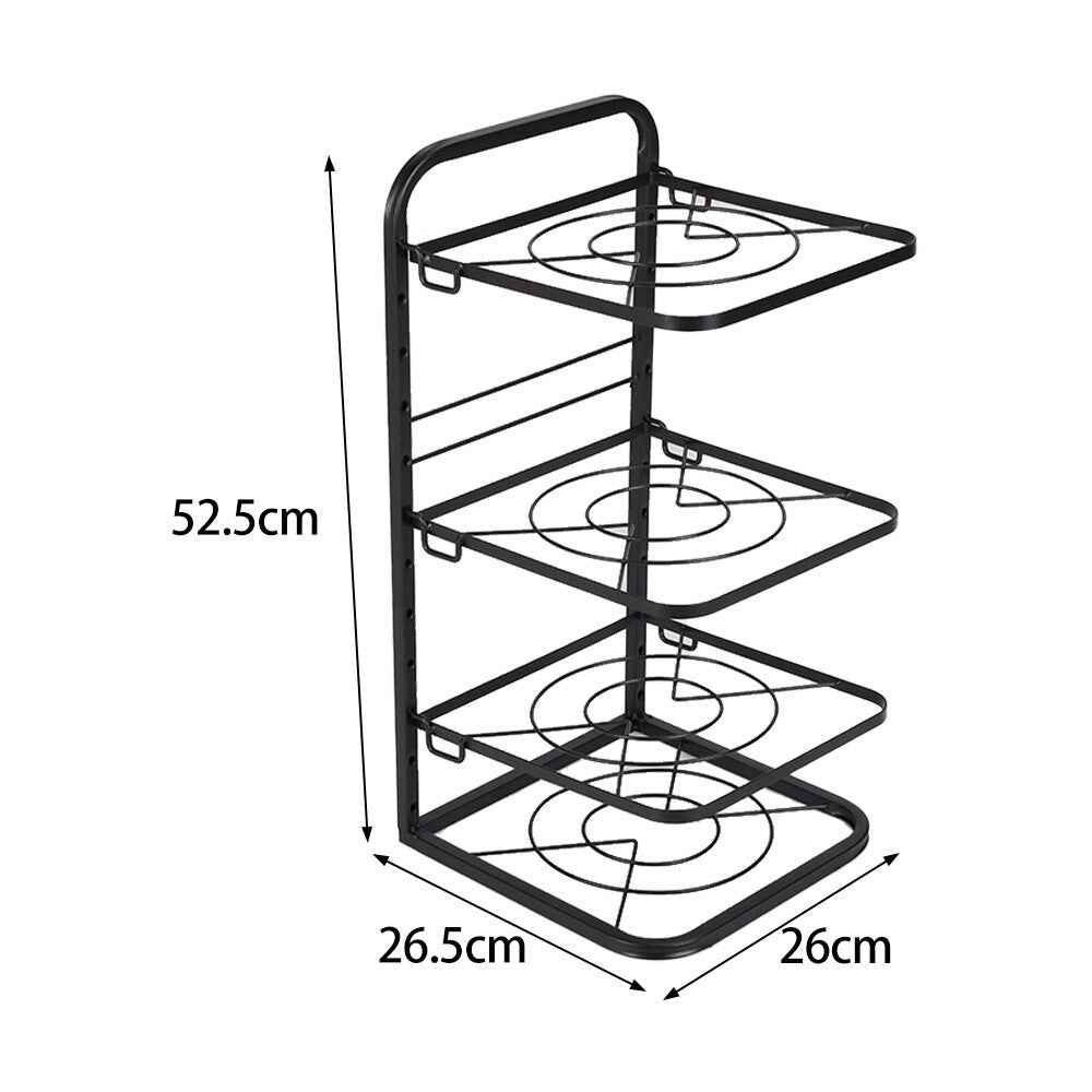 2-7Tier Black Pan Stand Saucepan Pot Rack Kitchen Storage Organiser Shelf Holder