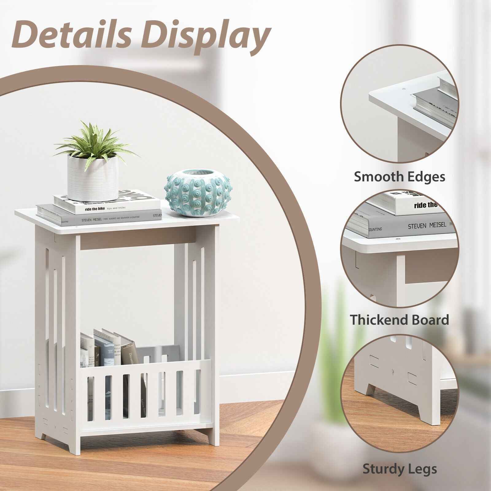 3-Type Freestanding Waterproof Bathroom Cupboard Storage Cabinet with Door White