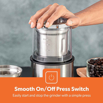 GEEPAS 1450W Espresso Cappuccino Coffee Machine & 200W Coffee Spice Grinder Set