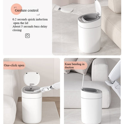9L Motion Sensor Bin Smart Trash Can with Lid Automatic Waste Bin Trashcan White
