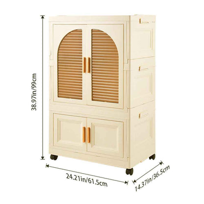 Large Folding Wardrobe Storage Plastic Cabinet with Hanging Rod Clothes Closet