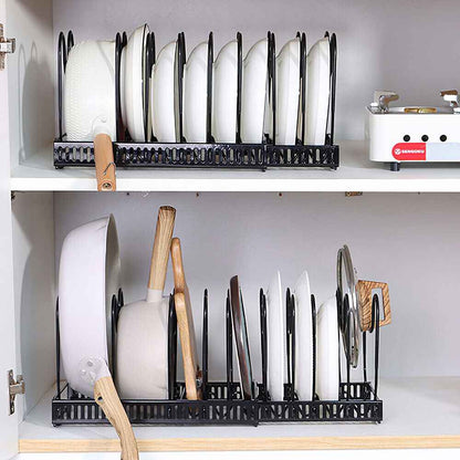 Expandable Kitchen Saucepan Pan Pot Lid Rack Holder Cupboard Drawer Organisers