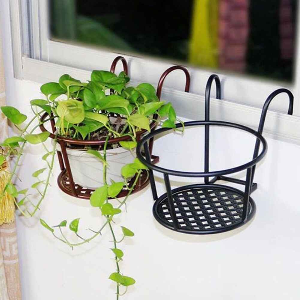Fence Balcony Metal Hanging Small Plant Planter Stand Flower Pots Holder Rack UK