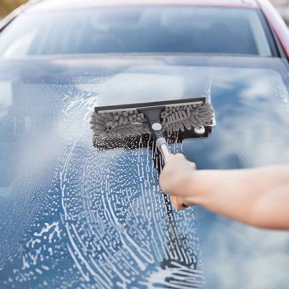 4.3M Long Telescopic Rod 2-in-1 Window Glass Cleaner Wipe & Scraper Cleaning Kit