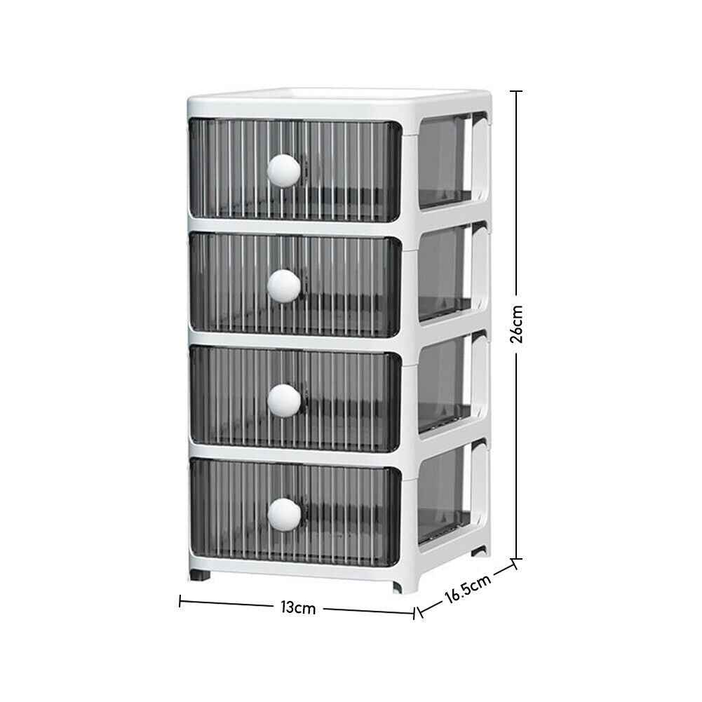 2/3/4Tier Mini Plastic Chest of Drawers Desktop Cabinet Storage Unit Home Office