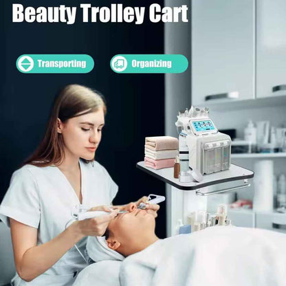 White Beauty Salon Trolley On Wheels SPA Machine Storage Rolling Trolley Cart K