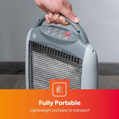Halogen Heater Instant Heating Portable Quartz Heater 1200W Grey Pack of 2