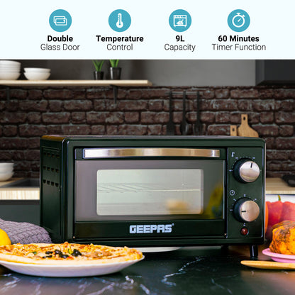 GEEPAS Mini Oven Toaster Grill Tabletop Compact Portable Baking Cooker Electric