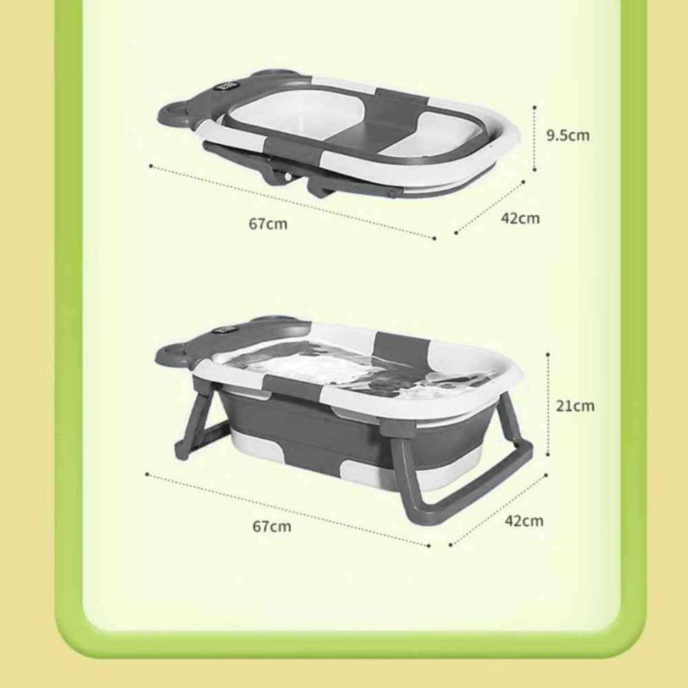 Foldable Baby Bath Tub with Temperature & Cushion Bath Pad + Bath Net New