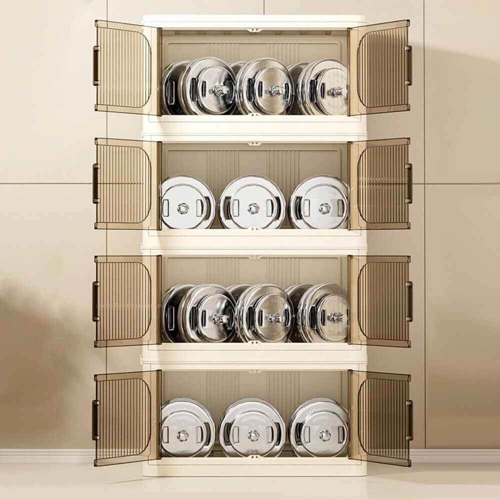 Large Folding Storage Box Stackable Case Cabinet Closet Home Organizer on Wheel