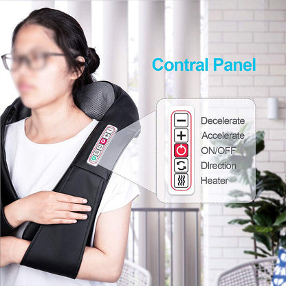 Electric Shiatsu Back Neck Shoulder Massager with Heat Kneading Body Car Home UK