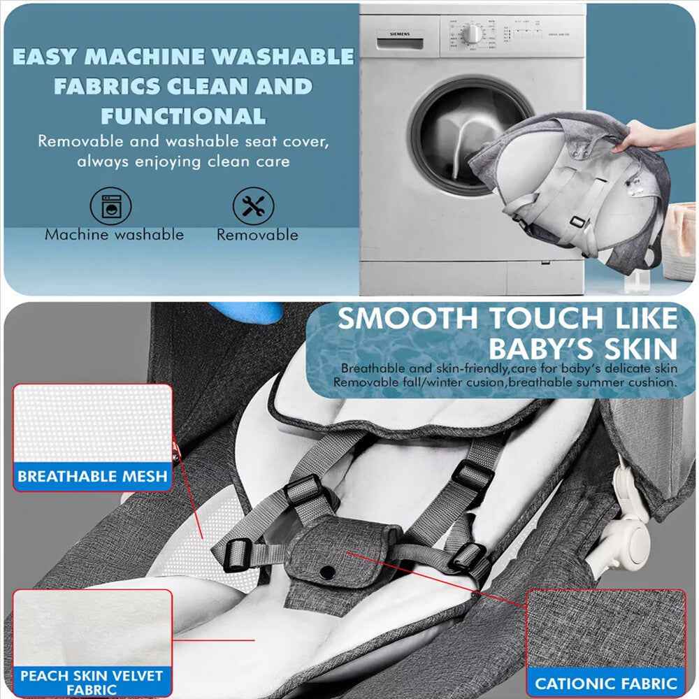 Bluetooth Electric Baby Swing Infant Music Cradle Bouncer Chair Rocker Remote UK