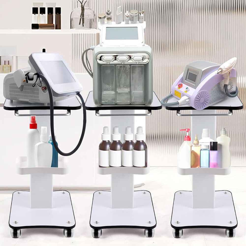 White Beauty Salon Trolley On Wheels SPA Machine Storage Rolling Trolley Cart K