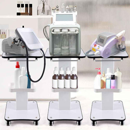White Beauty Salon Trolley On Wheels SPA Machine Storage Rolling Trolley Cart K