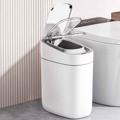 9L Motion Sensor Bin Smart Trash Can with Lid Automatic Waste Bin Trashcan White