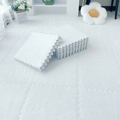 24pcs Interlocking Floor Mat Plush Foam Carpet Tiles Fluffy Square Area Carpets