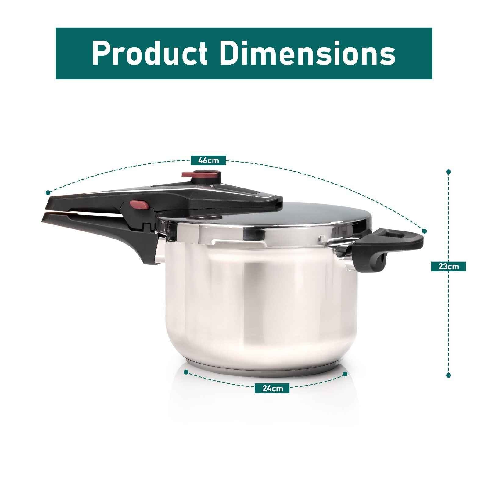 4/6 Litre Dual Handle Stainless Steel Pressure Cooker Kitchen Catering Cookware