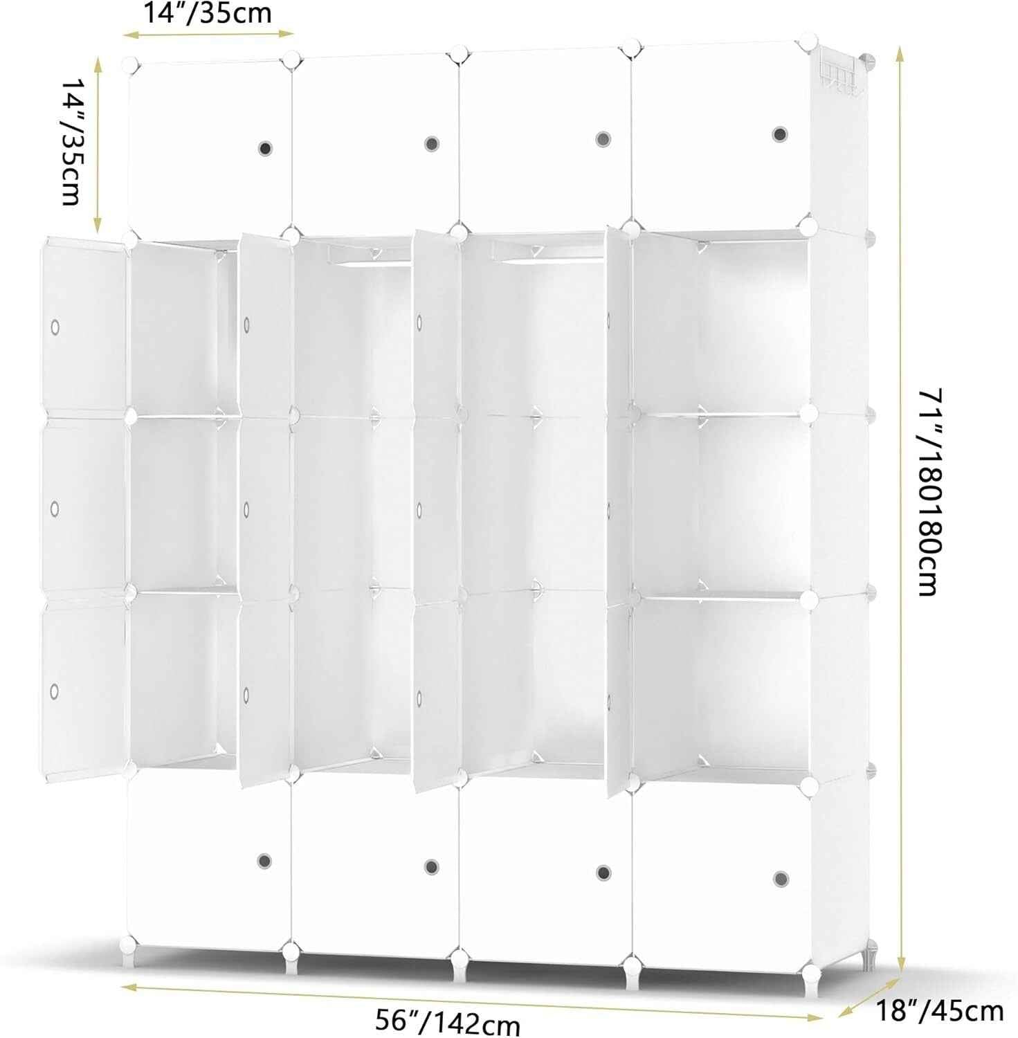 Portable Wardrobe Foldable Closet with 20 Compartments Clothes Storage Cabinet