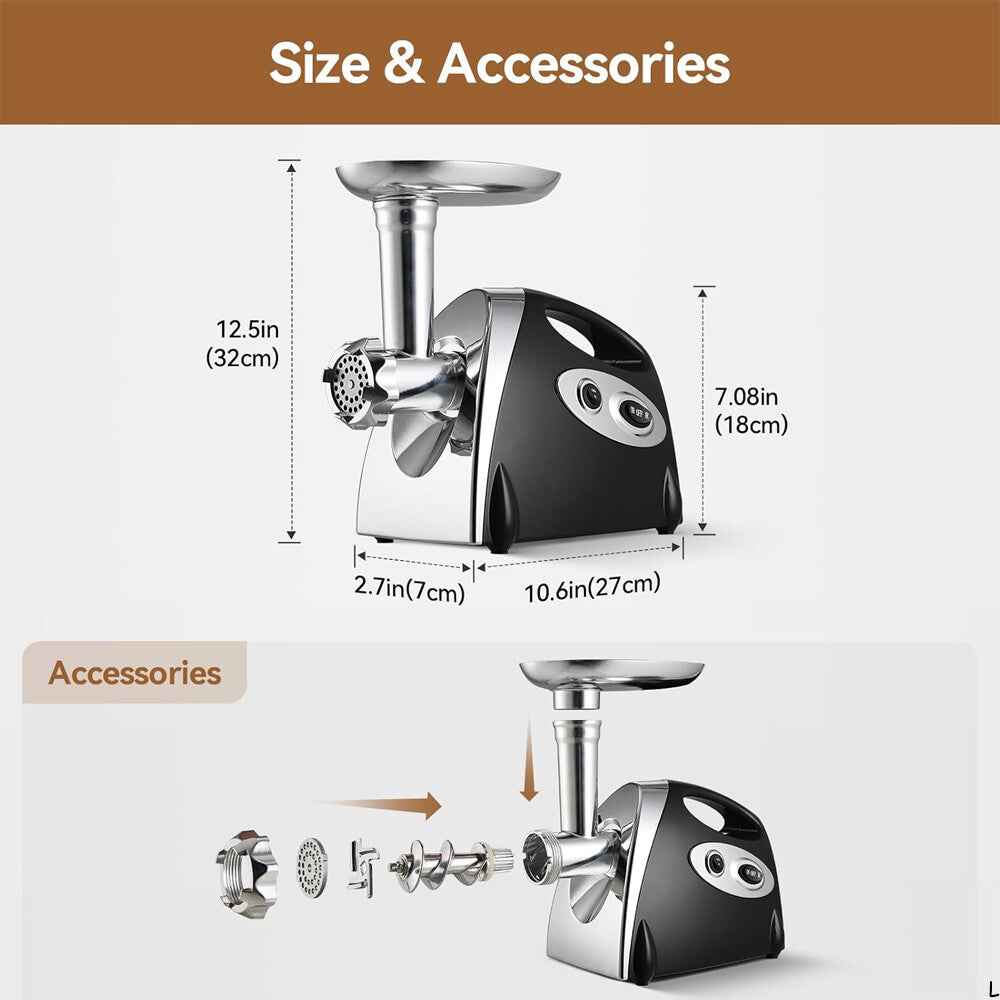 2800W Electric Meat Grinder Mincer Sausage Maker Filler Home w/3 Grinding Plates