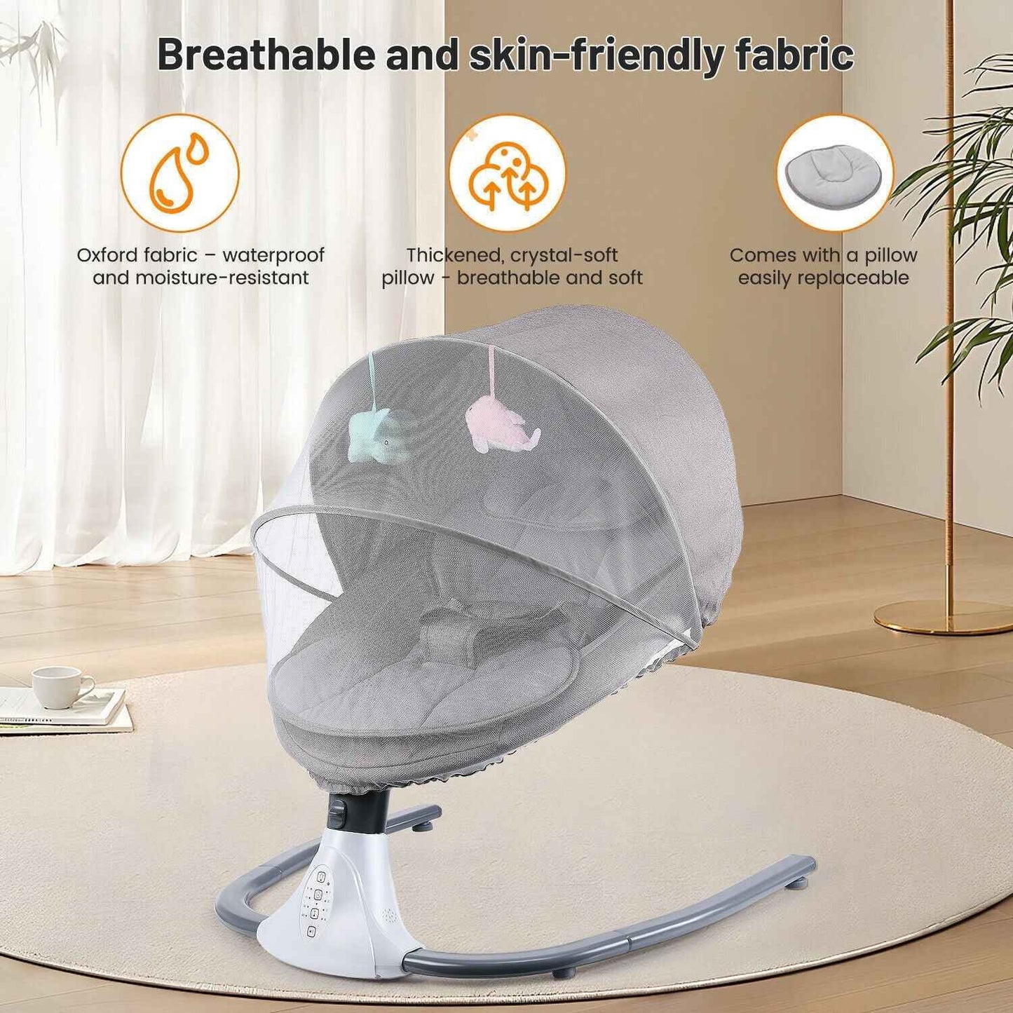 OYAJIA Bluetooth Electric Baby Swing Infant Cradle Bouncer Rocker Chair w/ Yaotu