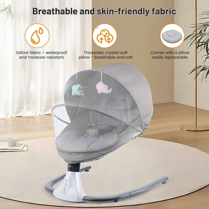OYAJIA Bluetooth Electric Baby Swing Infant Cradle Bouncer Rocker Chair w/ Yaotu