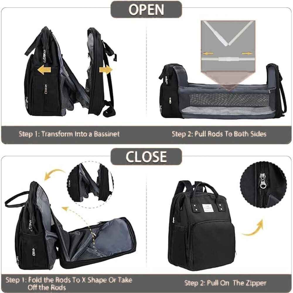 Baby Changing Bag Diaper Bag Large Nappy Backpack with Portable Changing Mat UK