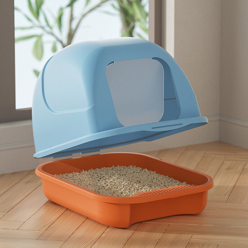 Large Hooded Cat Litter Tray Litter Box Self Cleaning Cat Pan Potty Tray w/ Lid