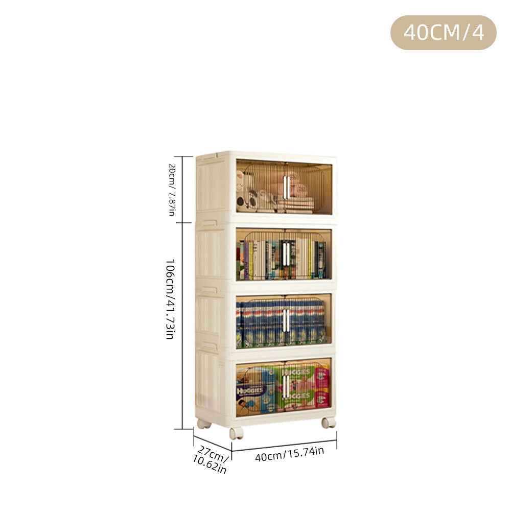 Large Folding Storage Box Stackable Case Cabinet Closet Home Organizer on Wheel