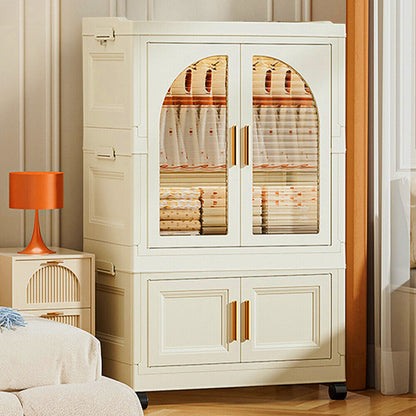 Folding Wardrobe Storage Large Plastic Cabinet with Hanging Rod Clothes Closet