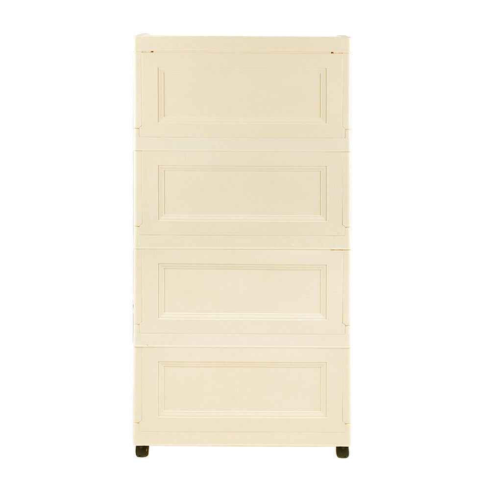 Folding Wardrobe Storage Large Plastic Cabinet with Hanging Rod Clothes Closet