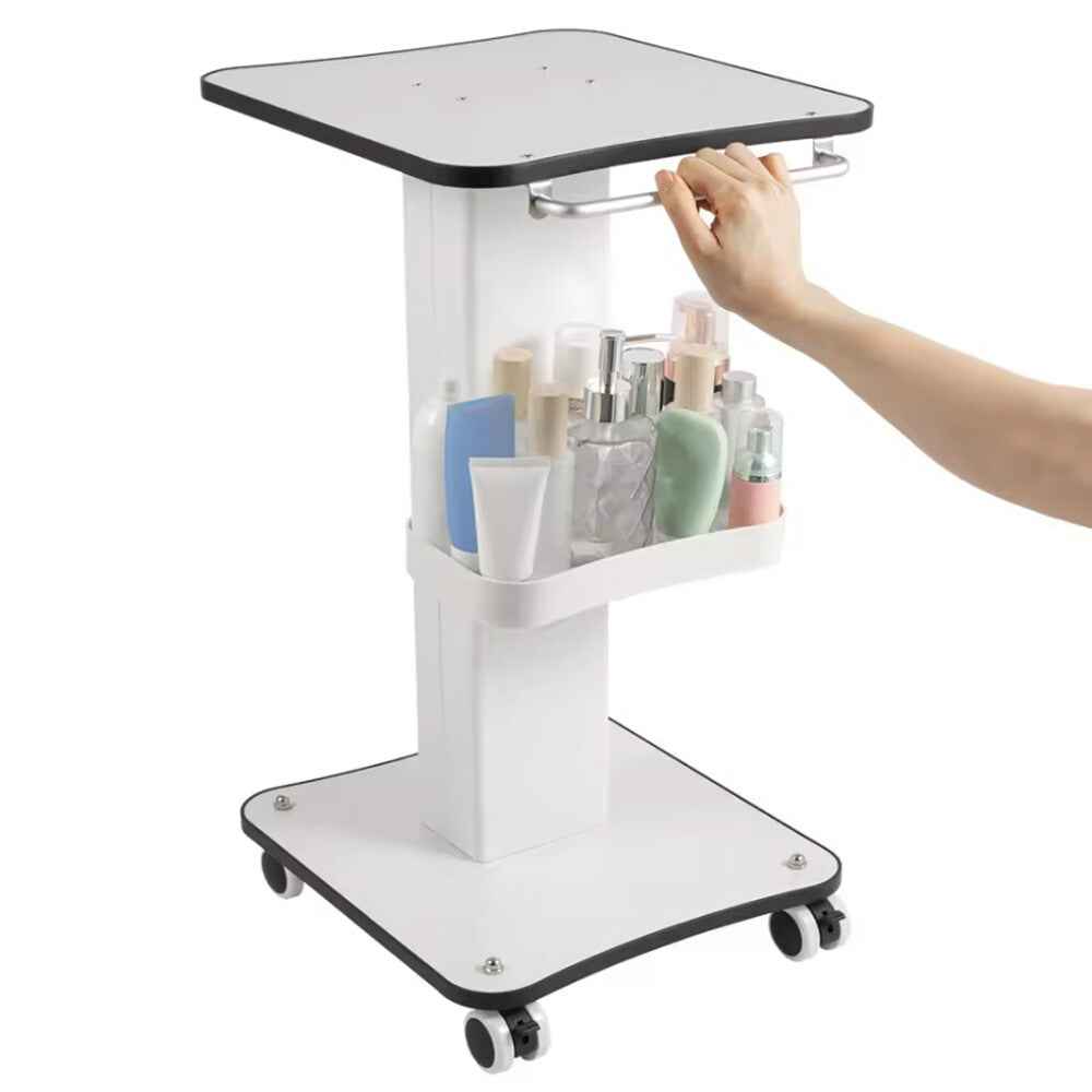 White Beauty Salon Trolley On Wheels SPA Machine Storage Rolling Trolley Cart K