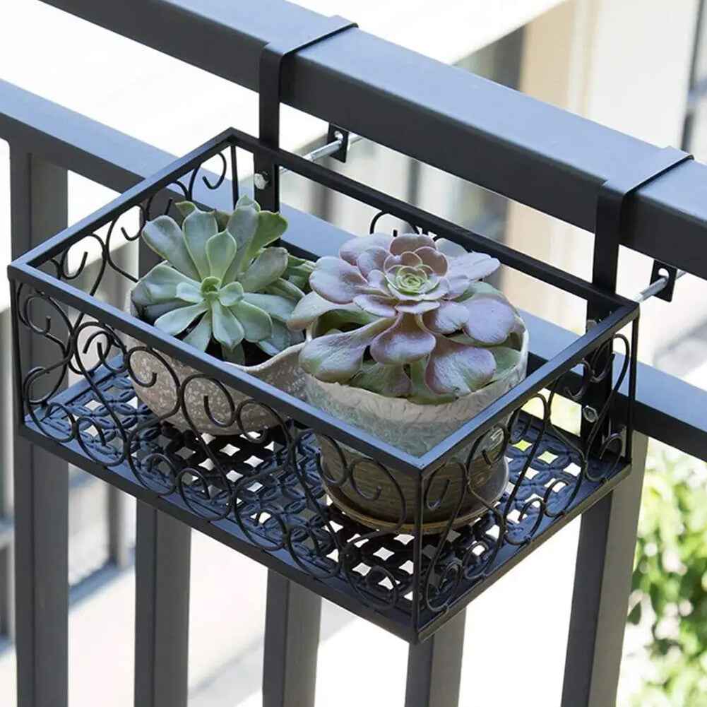 Fence Balcony Metal Hanging Small Plant Planter Stand Flower Pots Holder Rack UK