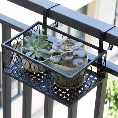Fence Balcony Metal Hanging Small Plant Planter Stand Flower Pots Holder Rack UK