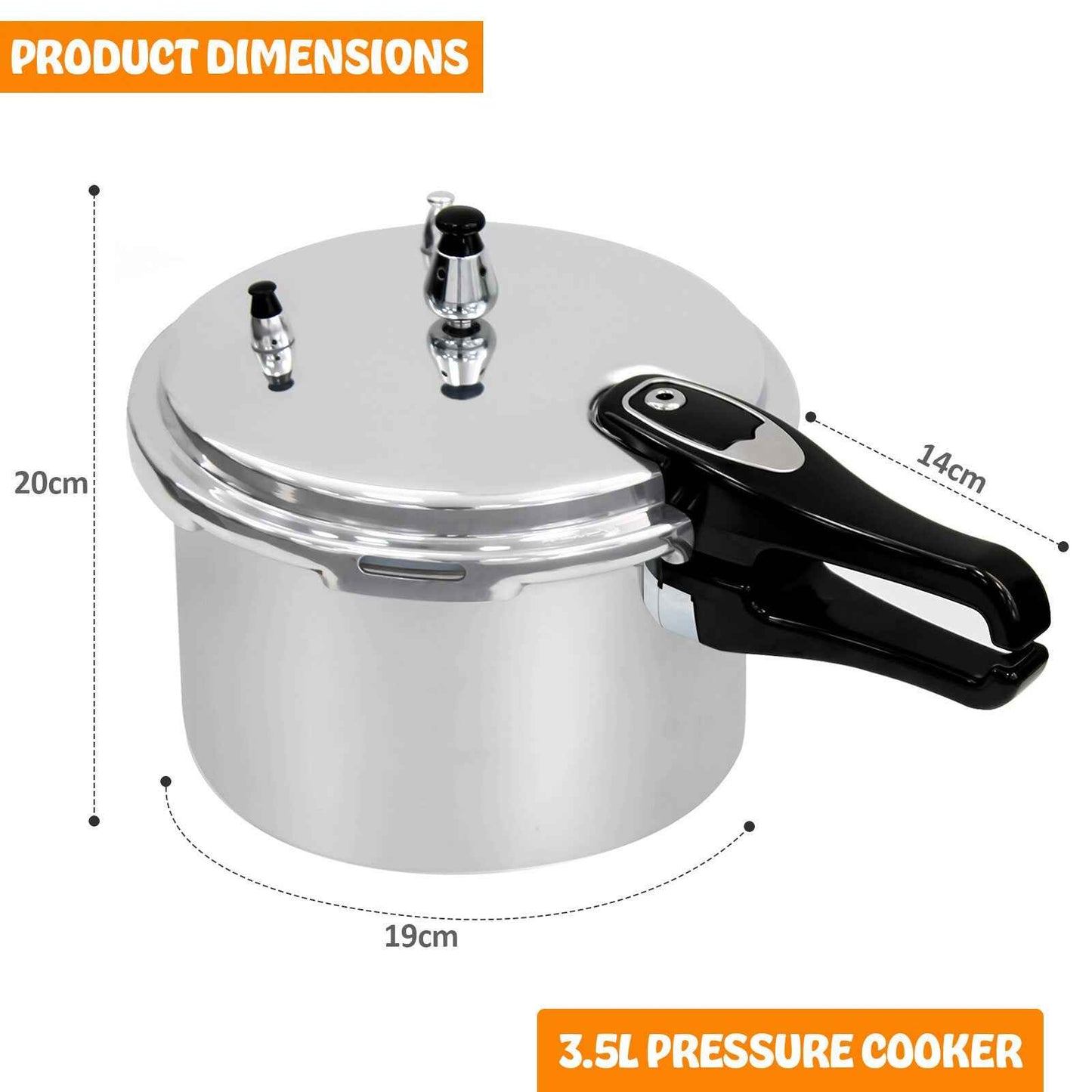 3.5/6/7.5 Litre Dual Handle aluminum Pressure Cooker Kitchen Catering Cookware