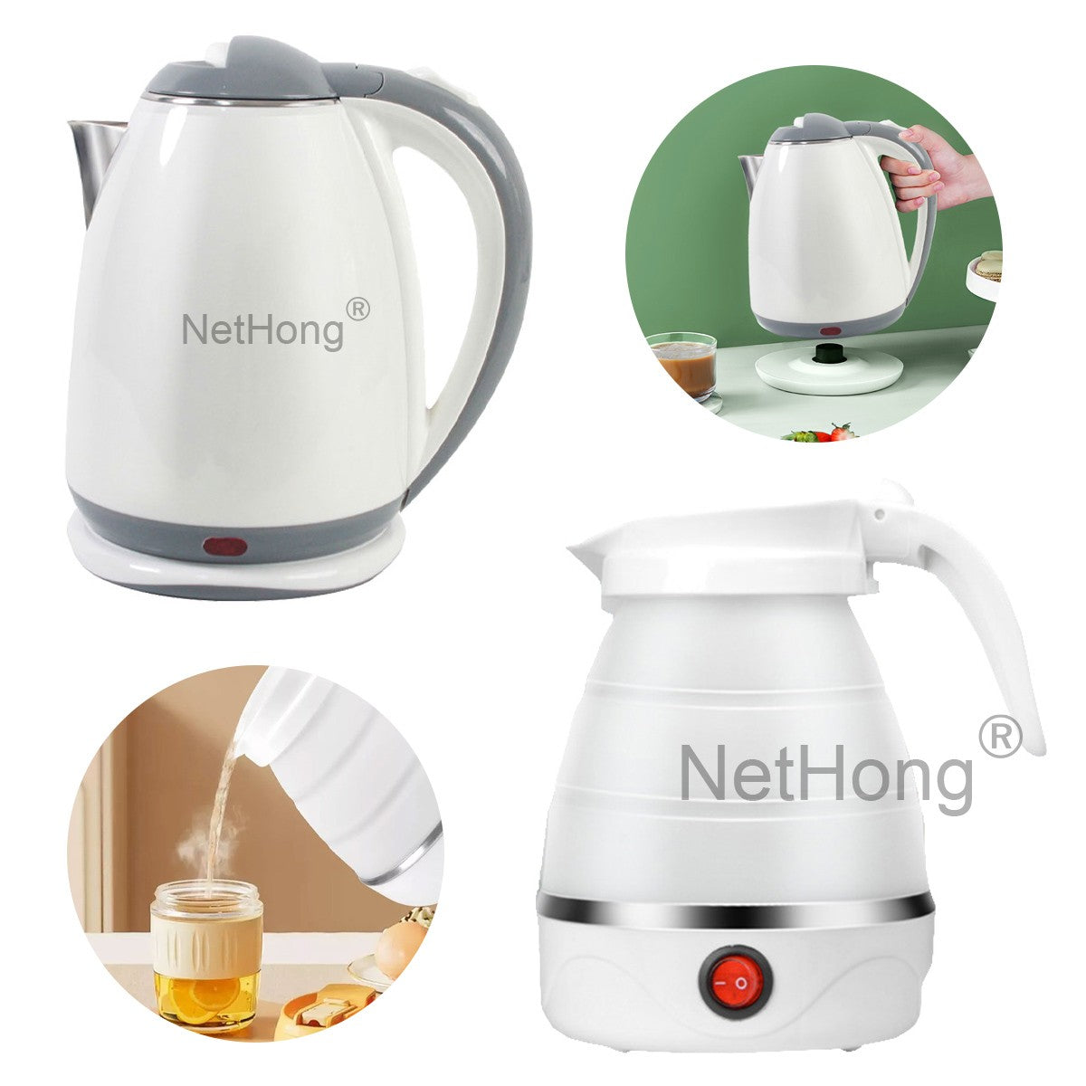 1.8L Stainless Steel Electric Kettle: Rapid Boil, Travel, Camping, Caravan - Ceenaz Store