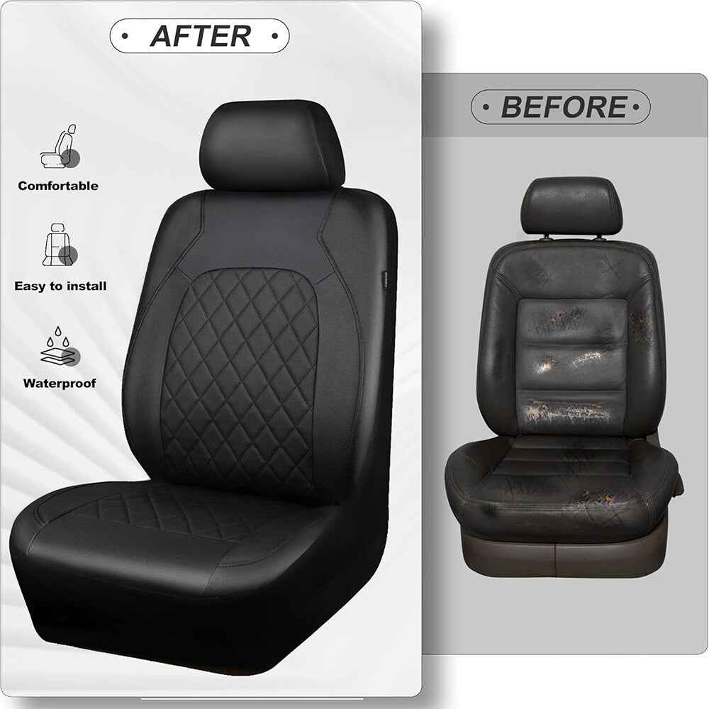 4PCS FULL SET FRONT REAR FABRIC CAR SEAT COVERS PROTECTORS UNIVERSAL WASHABLE UK