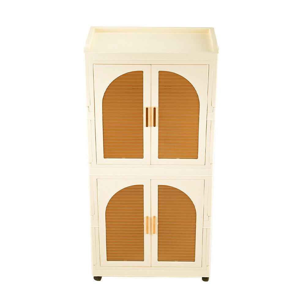 Folding Wardrobe Storage Large Plastic Cabinet with Hanging Rod Clothes Closet
