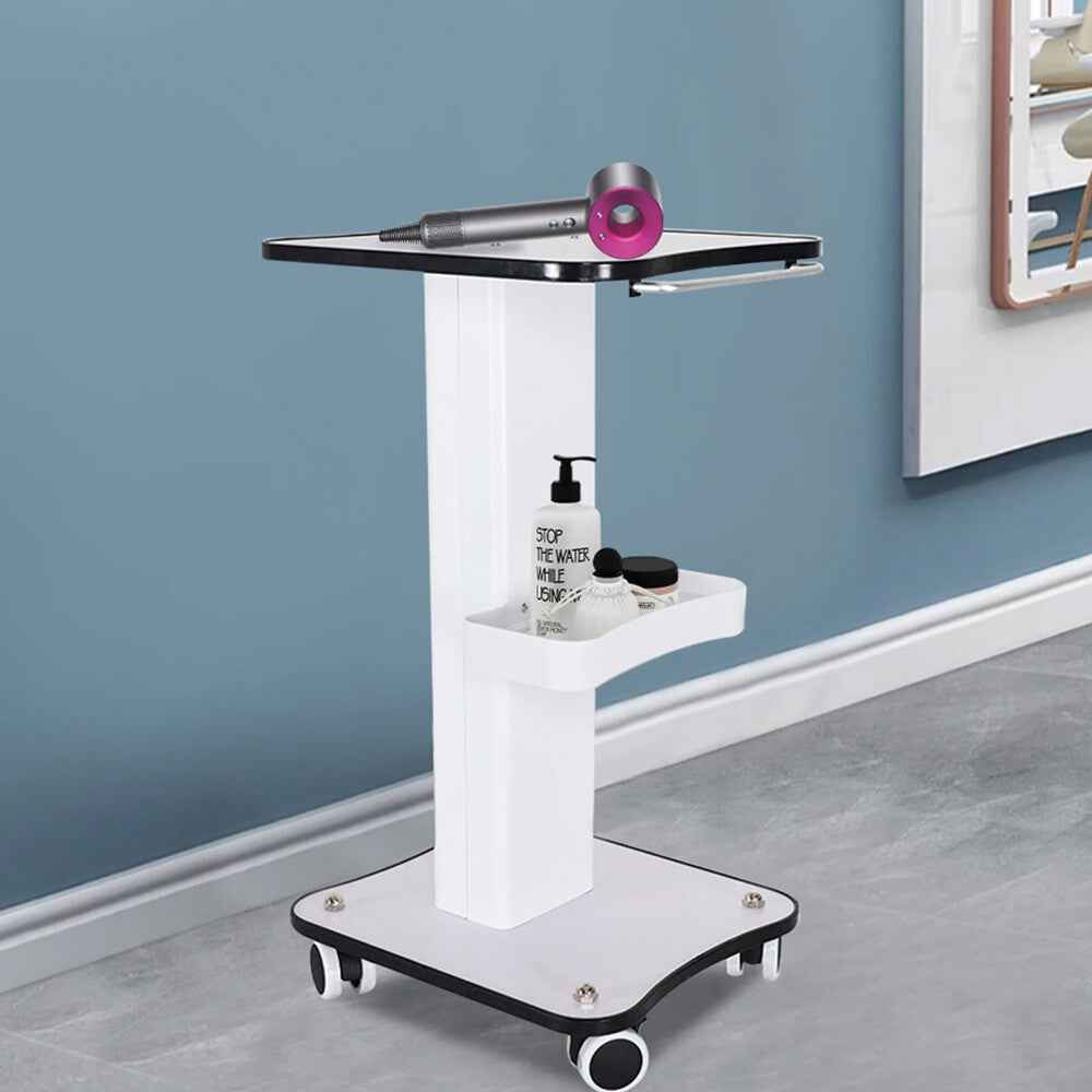 White Beauty Salon Trolley On Wheels SPA Machine Storage Rolling Trolley Cart K