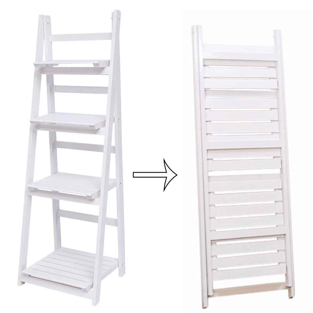 3/4 Tier Folding Wooden Ladder Shelf Flower Pot Holder Plant Stand Rack Storage
