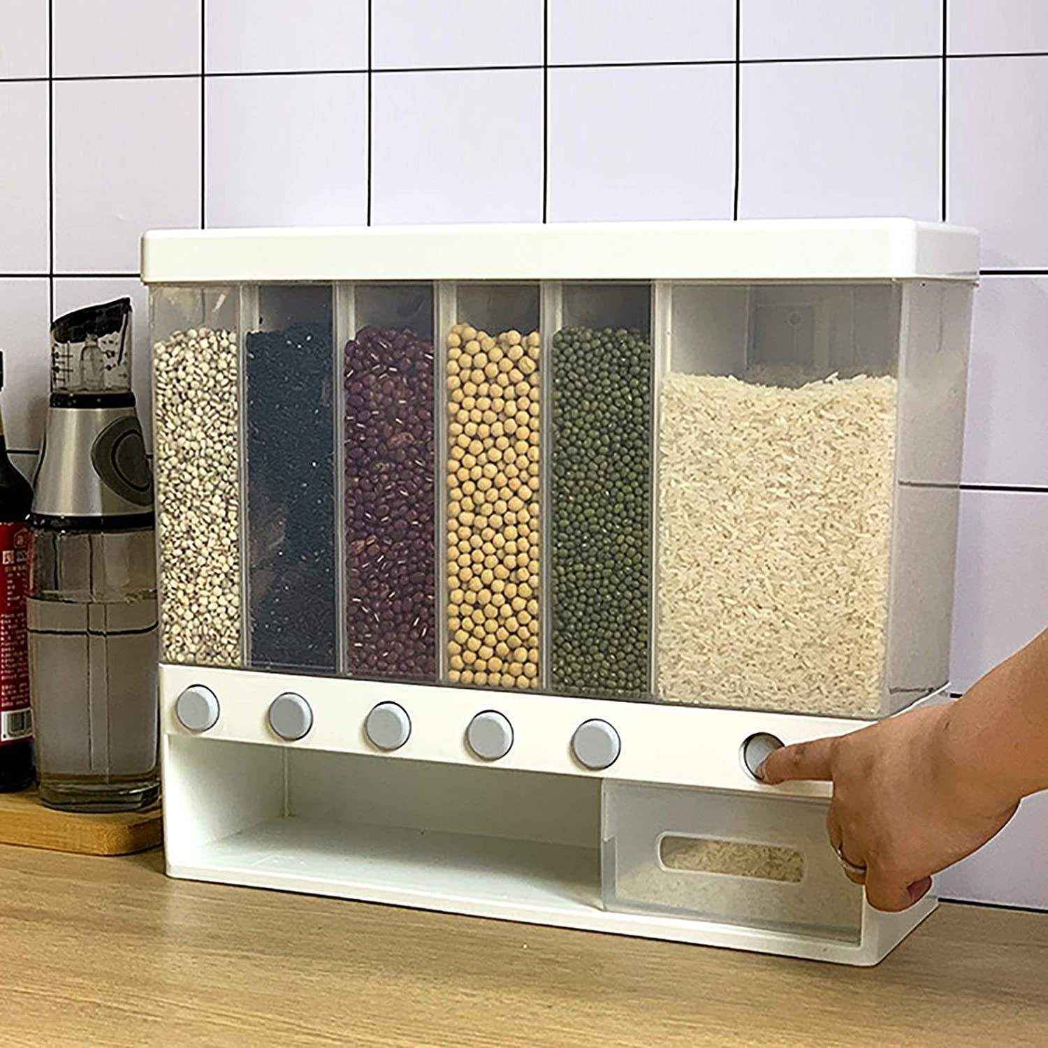 10L Wall Mounted Kitchen Rice Dispenser Container Cereal Dry Food Storage Box UK