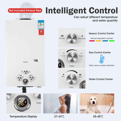 OYAJIA 8/10/16/18L Instant Gas Hot Water Heater Tankless Gas Boiler LPG Propane