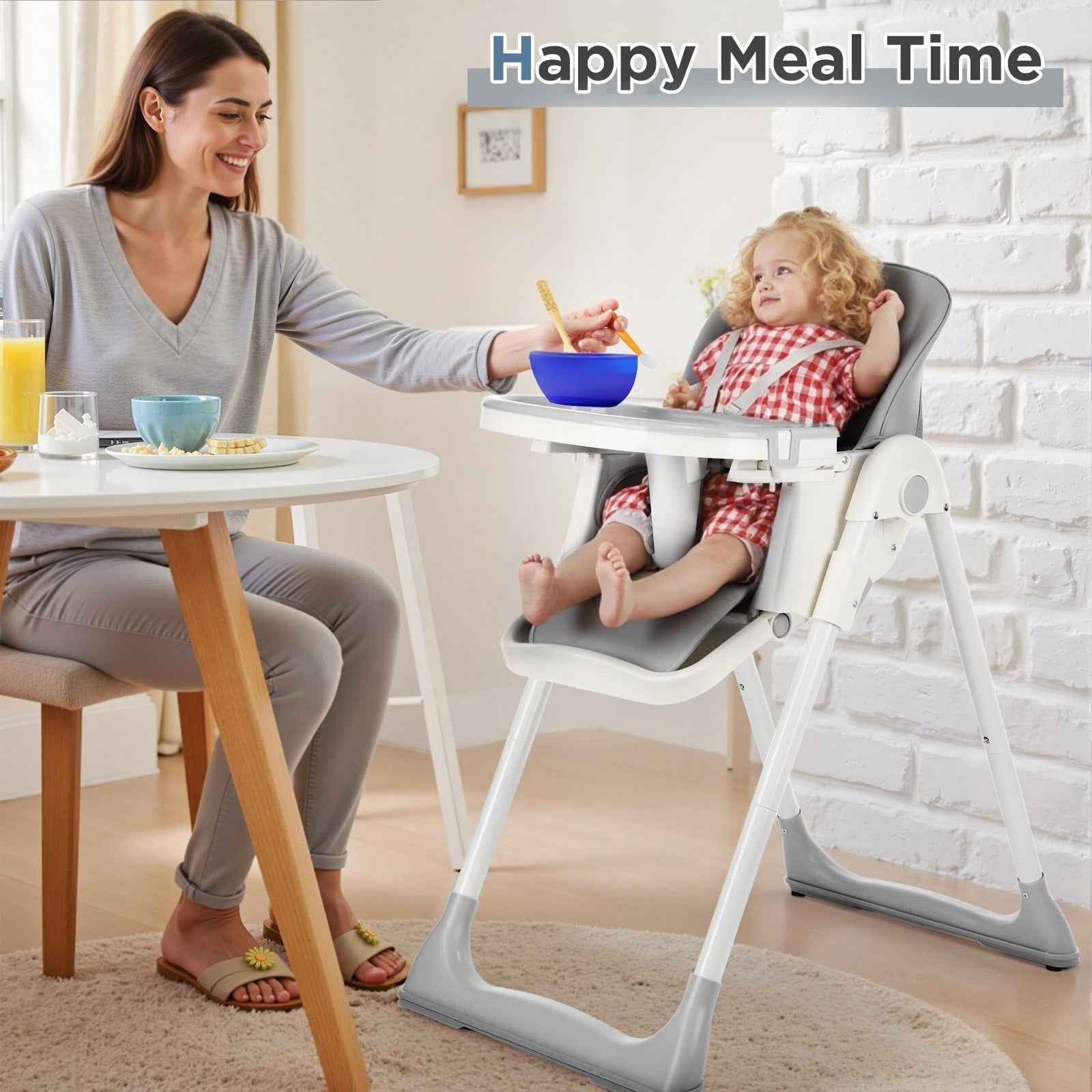 4 in1 Folding Baby High Chair, Adjustable Toddlers Highchair with 4 Uxedmruehjos