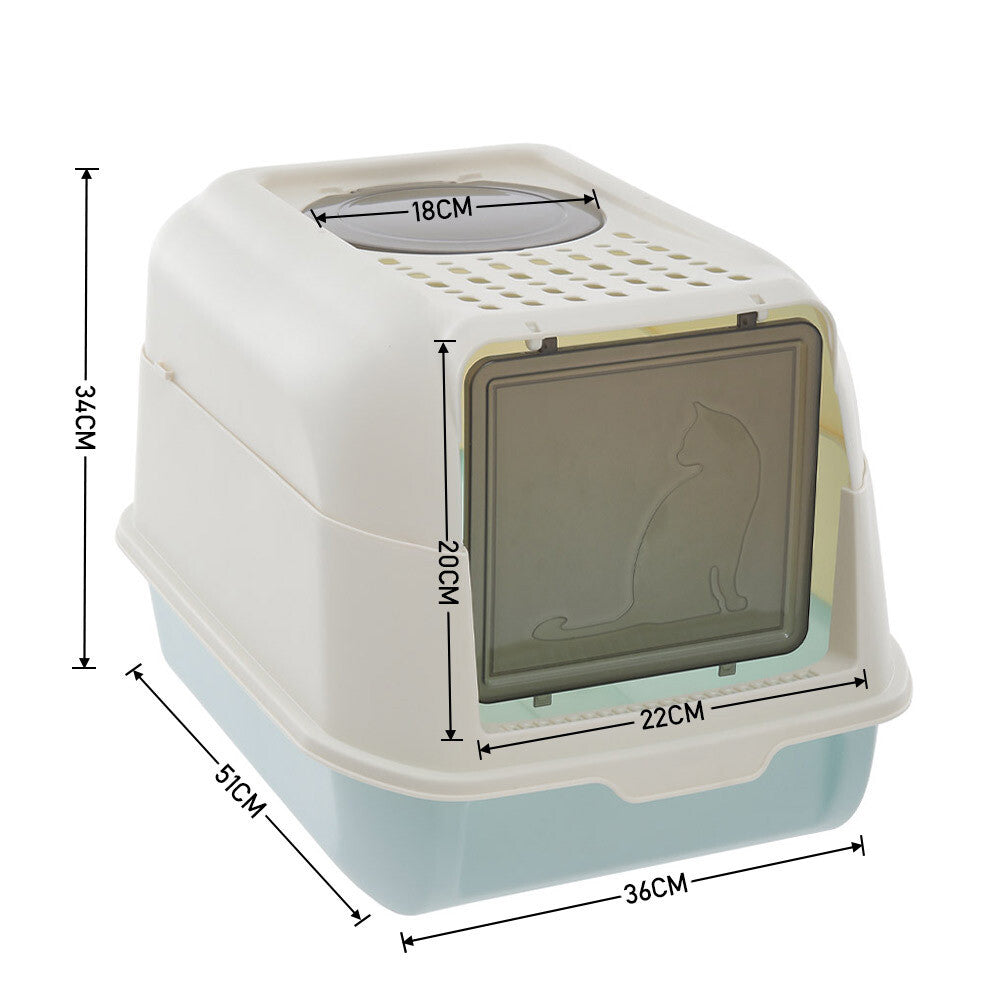 Large Hooded Cat Litter Tray Litter Box Self Cleaning Cat Pan Potty Tray w/ Lid