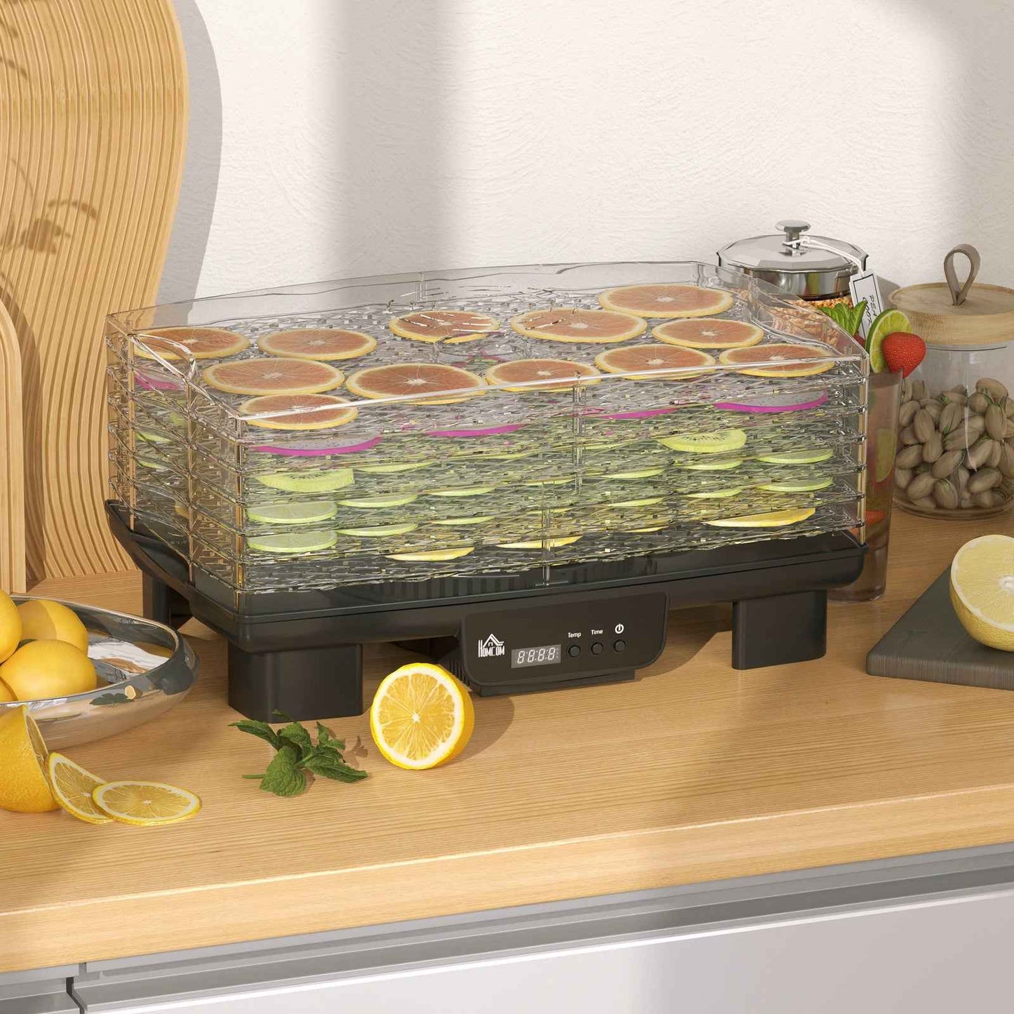 Food Dehydrator, 6 Tray Food Dryer Machine with Adjustable Temperature