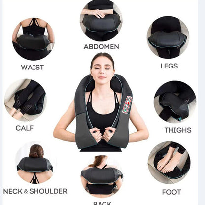 Electric Shiatsu Back Neck Shoulder Massager with Heat Kneading Body Car Home UK