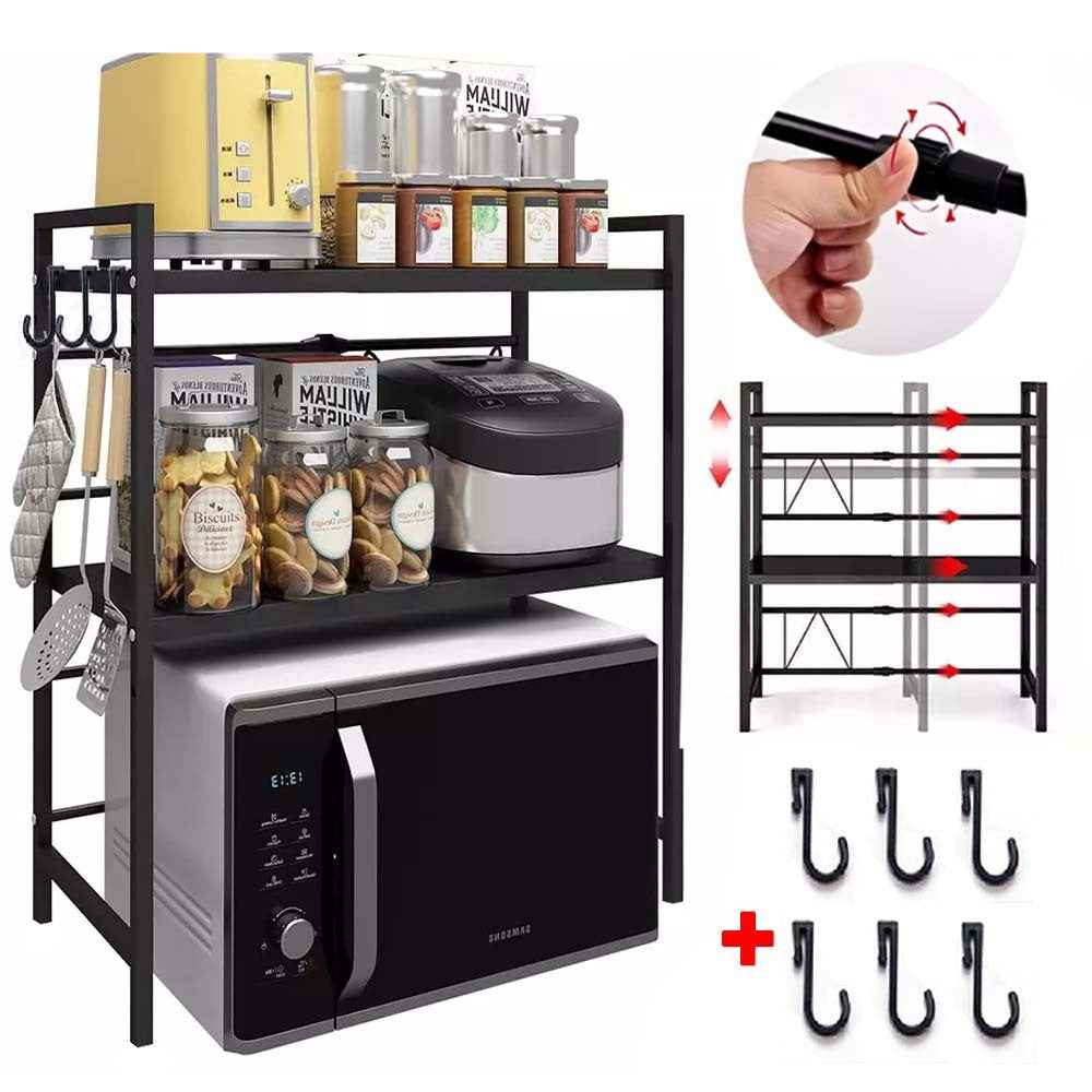 3 Tier Expandable Microwave oven Rack Stand Storage Holder Kitchen Corner Shelf