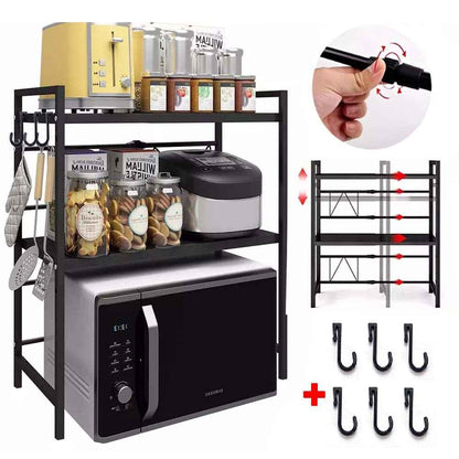 3 Tier Expandable Microwave oven Rack Stand Storage Holder Kitchen Corner Shelf
