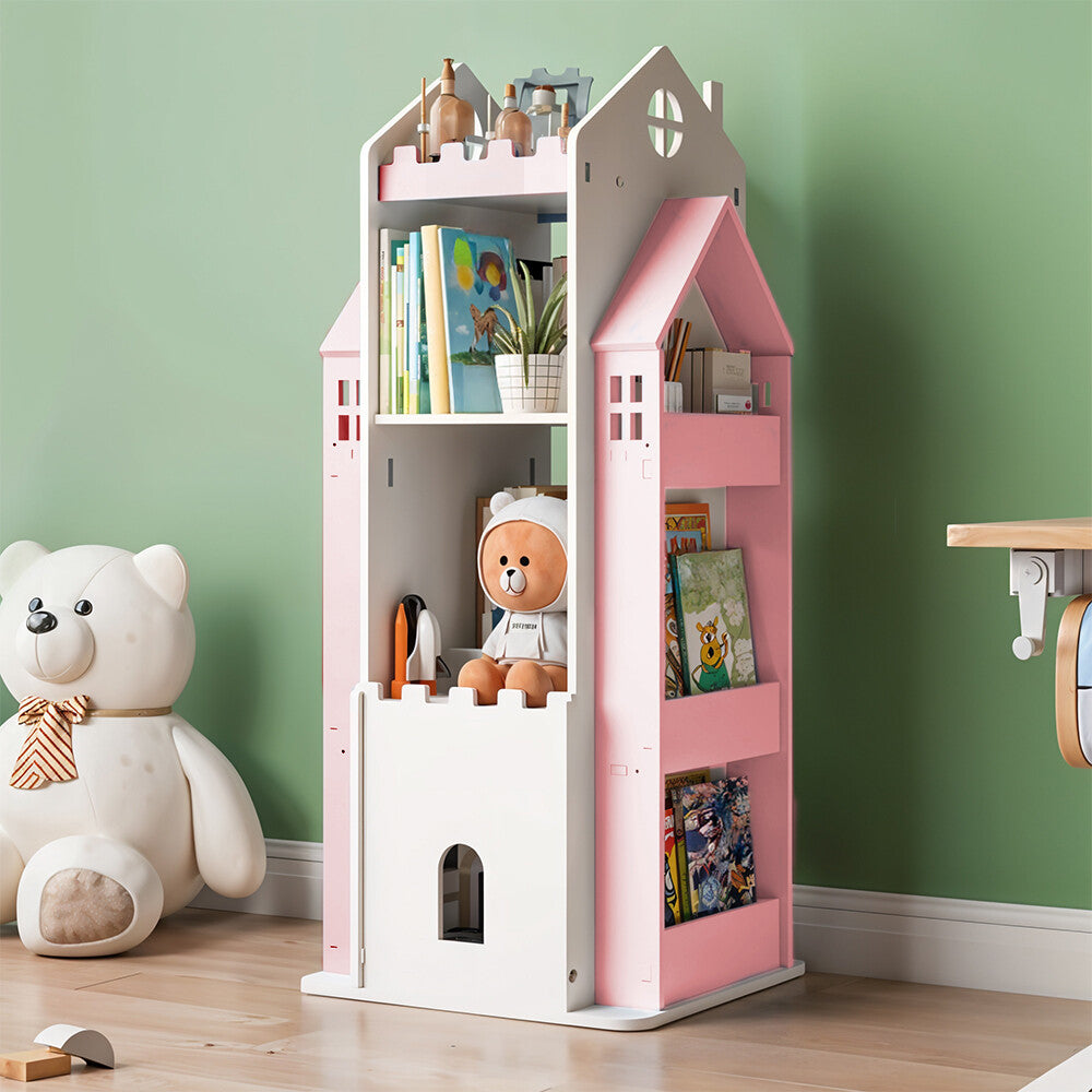 360° Rotating Kids Children Bookshelf Floor Book Shelf Rack Toy Storage Bookcase