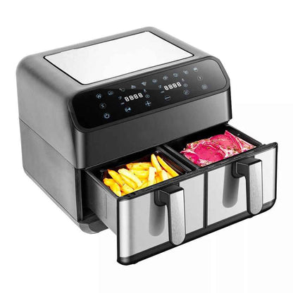 6L+6L Dual Zone Digital Air Fryer Oven Cooker Oil Free Low Fat with 100 Tray